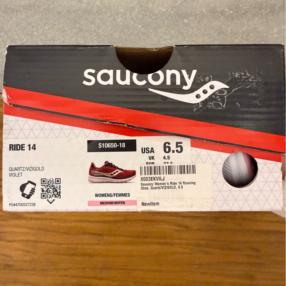 Saucony Ride 14 Running Shoe Burgundy Quartz /Vizigold Women’s Size 6.5 - Picture 11 of 11